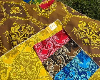 Vintage 70s NOS Decorator Salesman Upholstery Fabric Samples / Vintage Groovy Floral Fabric Samples