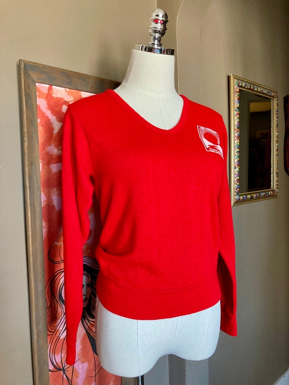 Vintage 70s Red Pullover Sweater / 70s Red Ohio C… - image 9