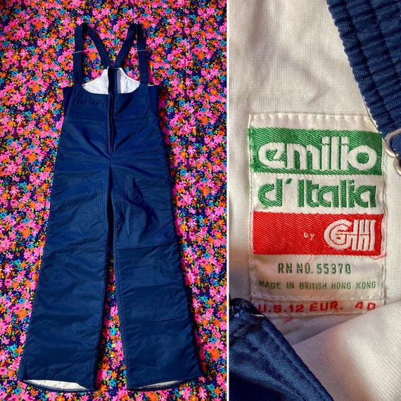 Vintage 70s Blue Snow Pants Overalls Skisuit / Vi… - image 1