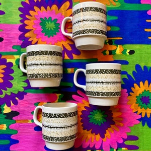 Vintage 60s Biltons Made in England Stacking Mugs / Vintage 60s Stackable Mugs / Vintage Green Striped Stackable Mugs