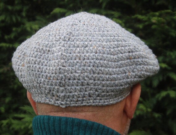 Crochet Newsboy Cap Grey Tweed Scally 