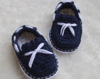 Baby Boater Style Shoes, Baby Boy Loafer Slippers, Navy and White Baby Shoes, New Baby Gift, Pregnancy Announcement Prop, Unisex Baby