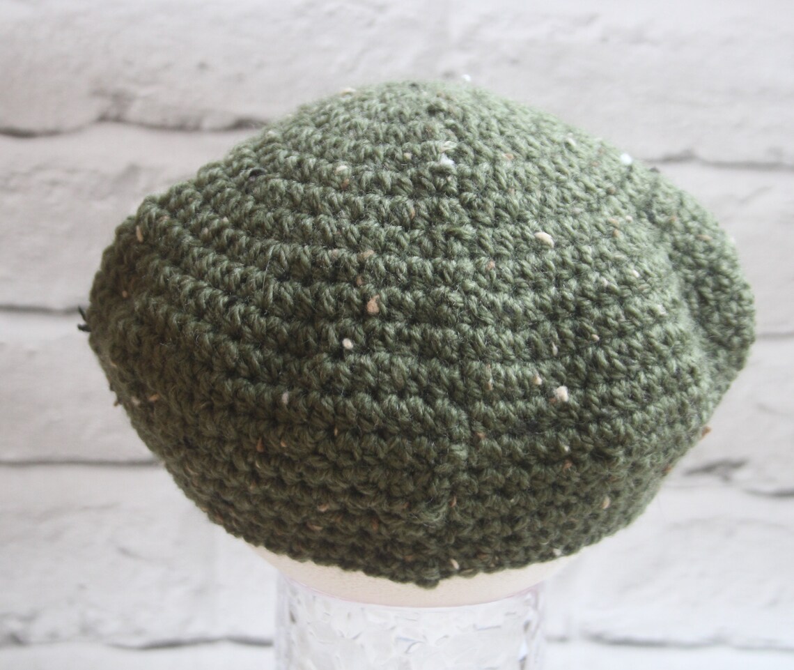 Crochet Newsboy Cap, Boys Scally Cap, Baby Newsboy Hat, Green Tweed