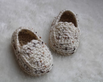 Baby Loafer Style Shoes, Cream Marl Summer Shoes for Baby Boy, Slip on Baby Shoes, Unisex Baby Shoes, Baby Boy Baby Girl Loafers