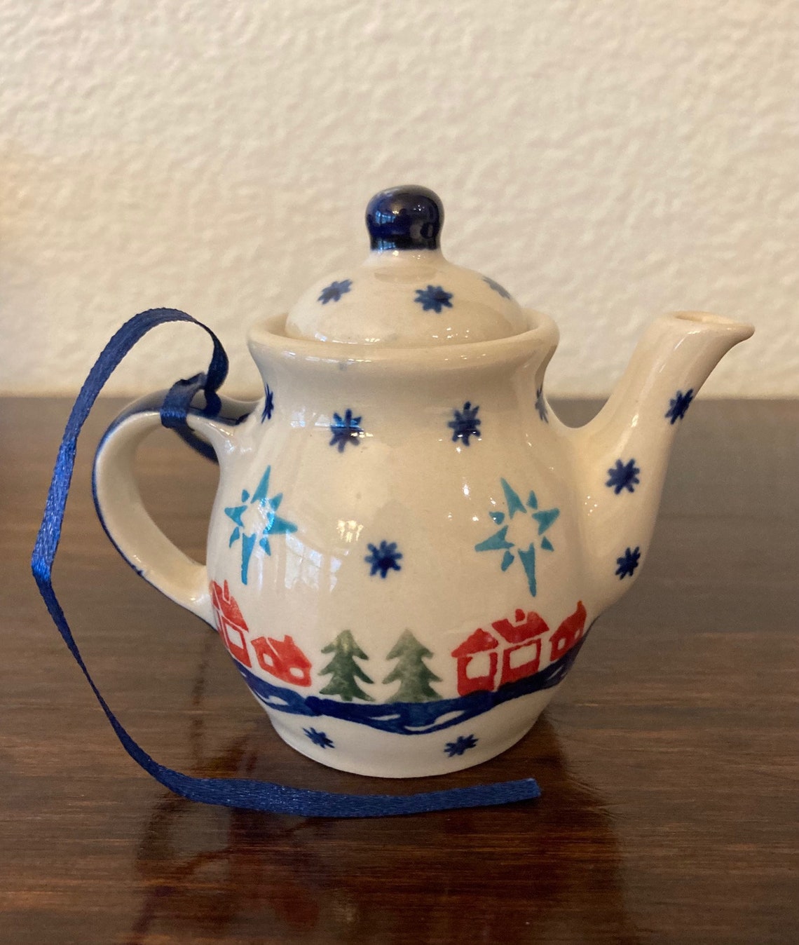 Polish Pottery Teapot Ornament/Accent Etsy