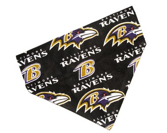 No-Tie, Slip Over Collar Pet Bandana, Baltimore Ravens (collar not included)