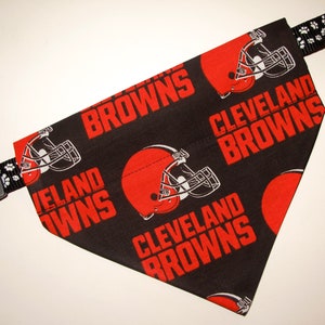 No-Tie, Slip Over Collar Dog Bandana, Cleveland Browns Fabric collar not included image 3