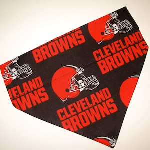 No-Tie, Slip Over Collar Dog Bandana, Cleveland Browns Fabric collar not included image 1