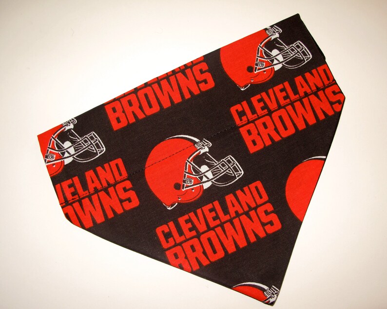 No-Tie, Slip Over Collar Dog Bandana, Cleveland Browns Fabric collar not included image 1