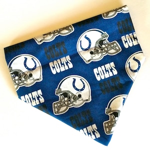 No-Tie, Slip Over Collar Dog Bandana, Indianapolis Colts team Fabric (collar not included)