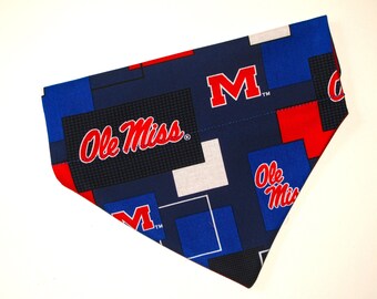 No-Tie, Slip Over Collar Pet Bandana, Ole Miss  (collar not included)