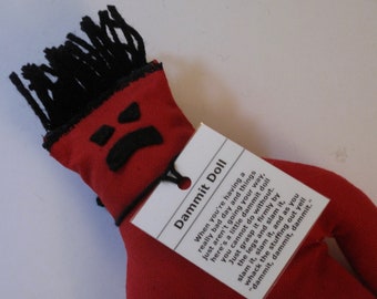 Really Bad Day Dammit Doll, stress relief item, red fabric