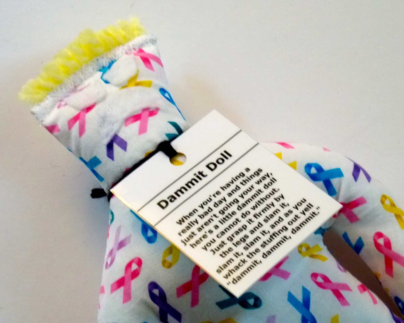 Cancer Dammit Doll Stress Relief Item On Ribbon Fabric Etsy