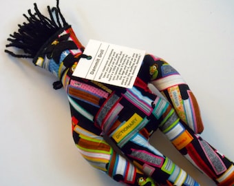 Back to School Dammit Doll, stress relief item on school book fabric