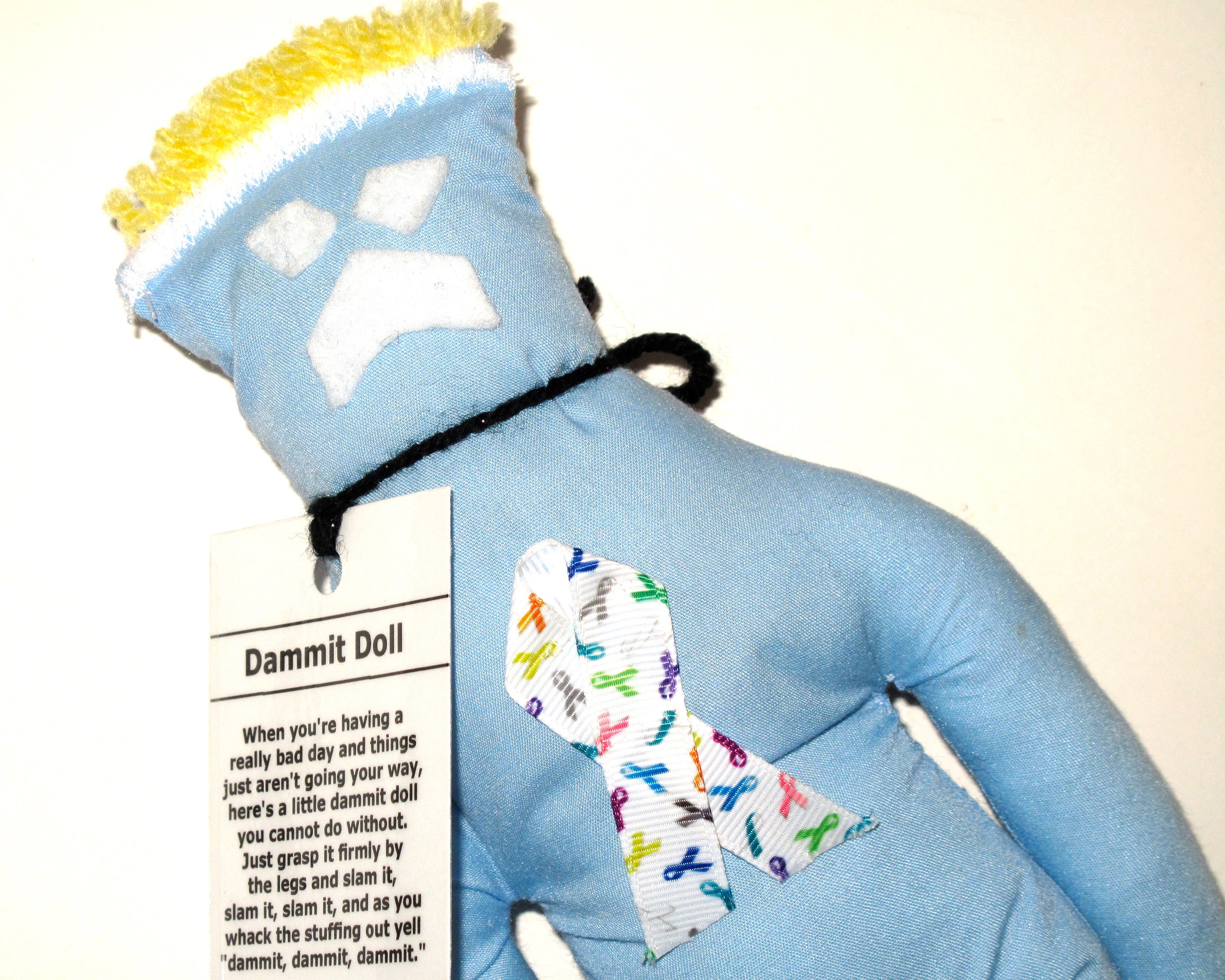 DAMMIT CANCER Breast Cancer DAMMIT DOLL 12" Tall Whack The Stuffing Out 