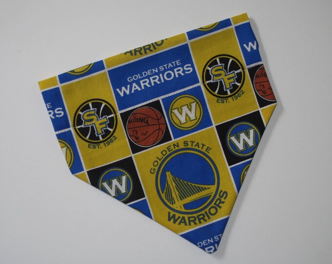 No-Tie, Slip Over Collar Dog Bandana, Golden State Warriors (Collar Not Included)