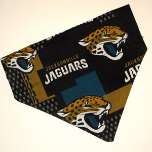 No-Tie, Slip Over Collar Dog Bandana, Jacksonville Jaguars (collar not included)