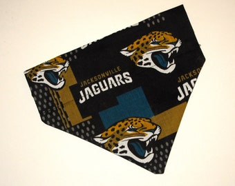 No-Tie, Slip Over Collar Dog Bandana, Jacksonville Jaguars (collar not included)