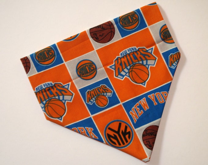 No-Tie, Slip Over Collar Dog Bandana, New York Knicks (Collar Not Included)