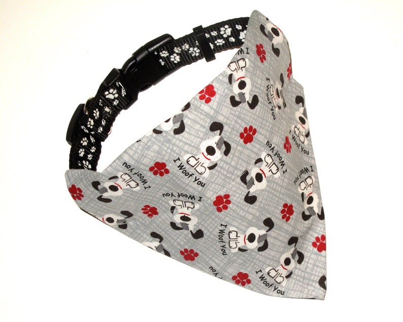 Gray Dog Bandana Notie Slip Over Collar Tossed I Woof You Etsy
