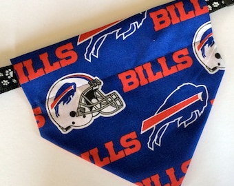 Bandana para perro sin atar, con cuello deslizable, tela del equipo Buffalo Bills (cuello no incluido)