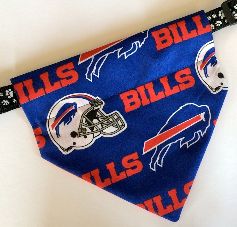 No-Tie, Slip Over Collar Dog Bandana, Buffalo Bills team Fabric collar not included image 1