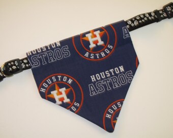 No-Tie, Slip Over Collar Dog Bandana, Houston Astros Fabric (collar not included)