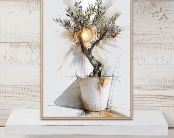 Olive Tree Poster ,Olive Tree Print, Olive Tree Wall Art, Olive Print, Botanical Print, Kitchen Decor