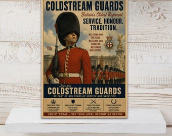 Vintage ColdStream Guards Poster, WWII Military Wall Art, ColdStream Guards Recruitment Print, Wartime Poster Print