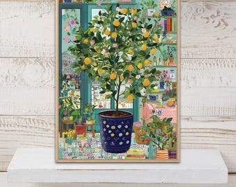 Lemon Tree Poster, Lemon Tree Print, Lemon Wall Art, Lemon Print, Botanical Print, Kitchen Decor