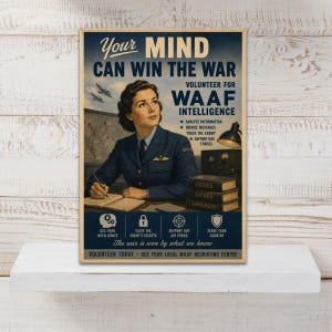 Vintage WAAF Intelligence Poster, WWII Military Wall Art, Royal Air Force Print