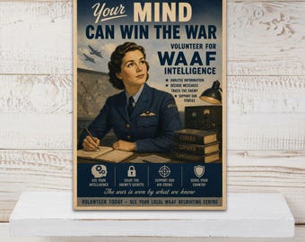 Vintage WAAF Intelligence Poster, WWII Military Wall Art, Royal Air Force Print