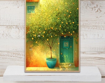Lemon Tree Poster, Lemon Tree Print, Lemon Wall Art, Lemon Print, Botanical Print, Kitchen Decor