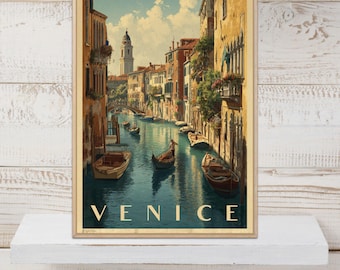 Vintage Venice Poster, World Travel Art, Venice Print, Vintage Wall Decor, Italy, Venice