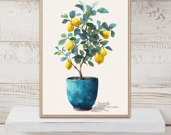 Lemon Tree Poster, Lemon Tree Print, Lemon Wall Art, Lemon Print, Botanical Print, Kitchen Decor