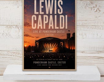 Lewis Capaldi Powderham Castle Concert Poster, Exeter Music Wall Art, Vintage Gig Print