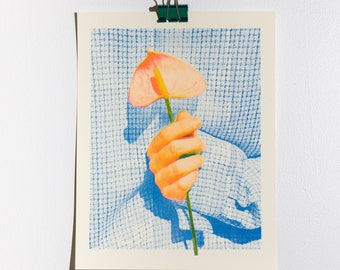 Anthurium, Risograph Print, Blue 2022