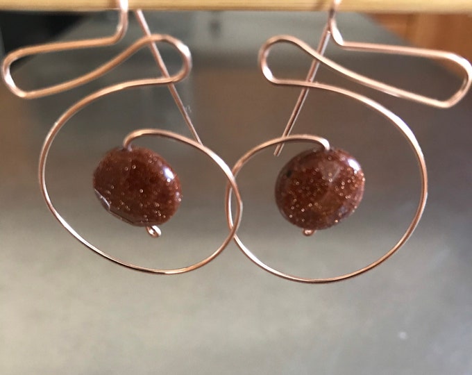 Goldstone Rose Gold Wirework Earrings