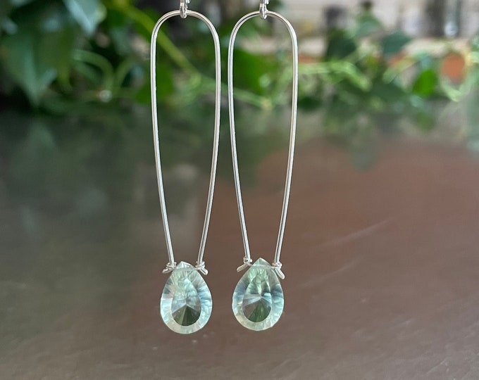 Green Amethyst Sterling Silver Earrings