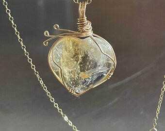 Citrine Heart Gold Pendant Necklace