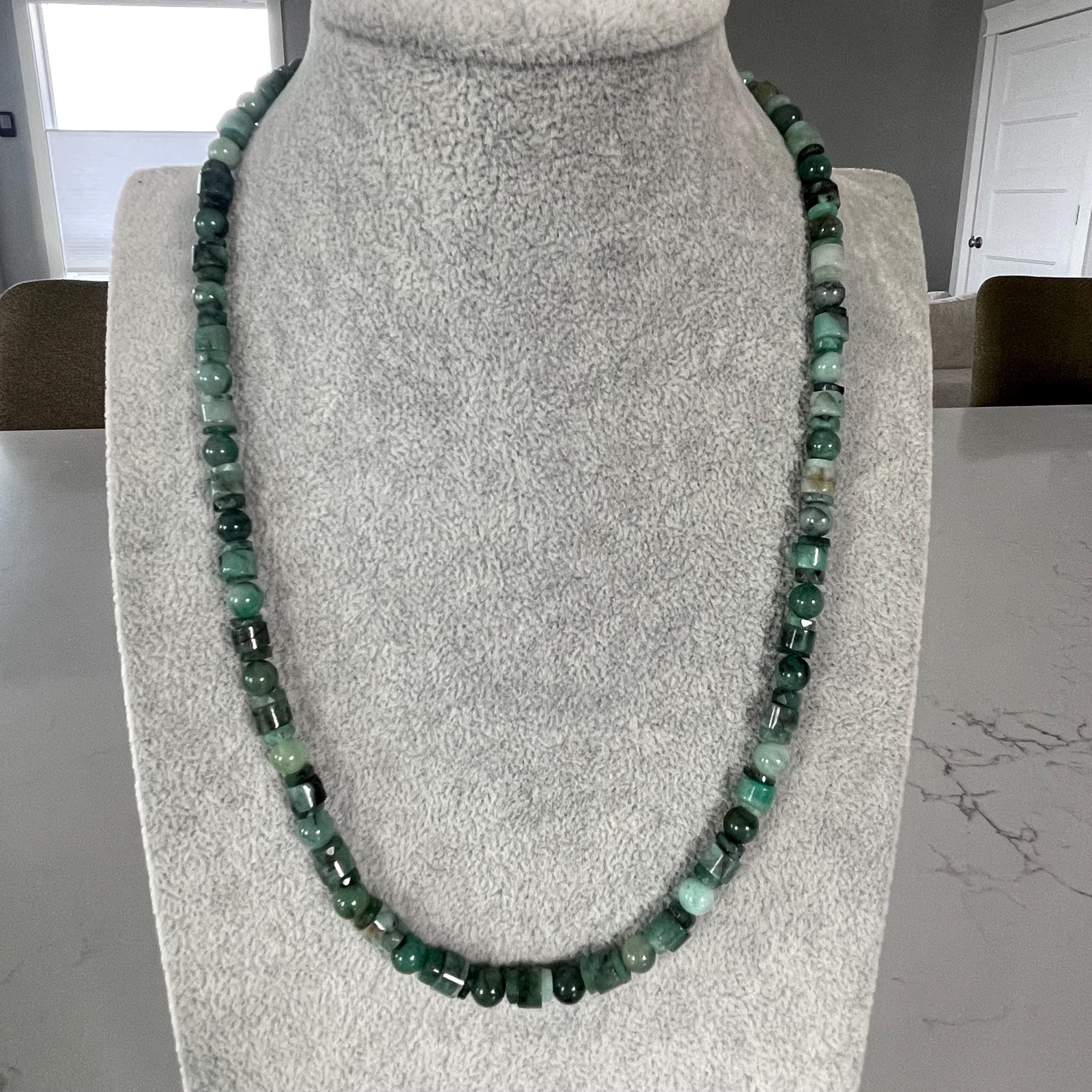 Emerald Sterling Silver Necklace For Men