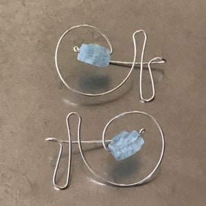 Aquamarine Sterling Silver Wirework Spiral Earrings