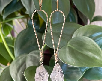 Herkimer Diamond Gold Earrings