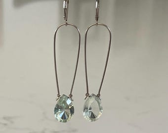 Green Amethyst Sterling Silver Earrings