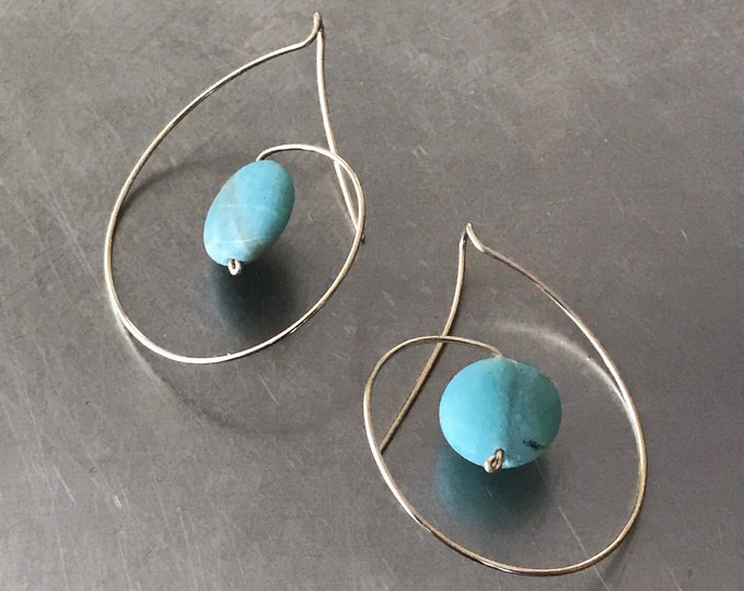 Amazonite Gold Spiral Hoop Earrings