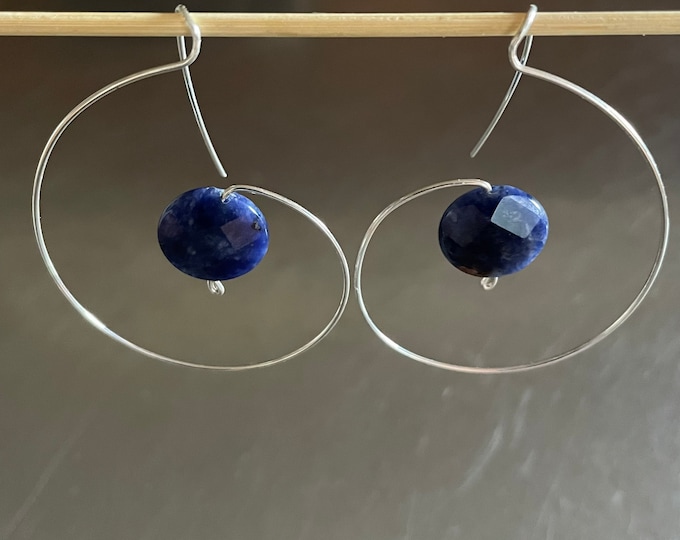 Sodalite Spiral Hoop Earrings