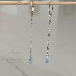 Aquamarine Teardrop Sterling Silver Earrings