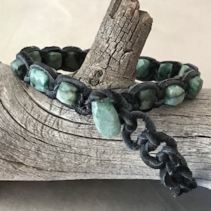 Emerald Deerskin Leather Single Wrap Adjustable Bracelet