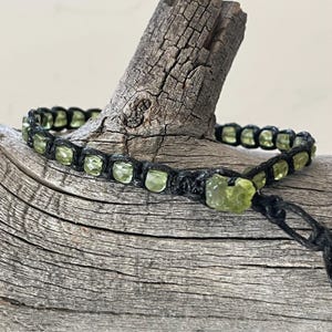 Peridot Black Waxed Cotton Cord Bracelet