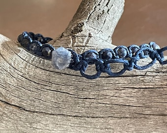 Sapphire Navy Waxed Cotton Cord Bracelet